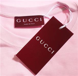 NEW GUCCI MEN'S PINK PRINTED LOGO JERSEY COTTON LOGO T-SHIRT SHIRT