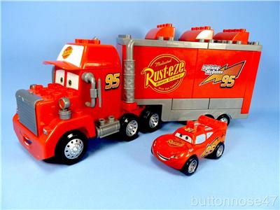 DISNEY PIXAR CARS MEGA BLOKS MACK TRANSPORTER LIGHTING McQUEEN | eBay