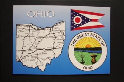 601 Ohio State Map Flag State Seal Springfield Cincinnati Dayton Ebay