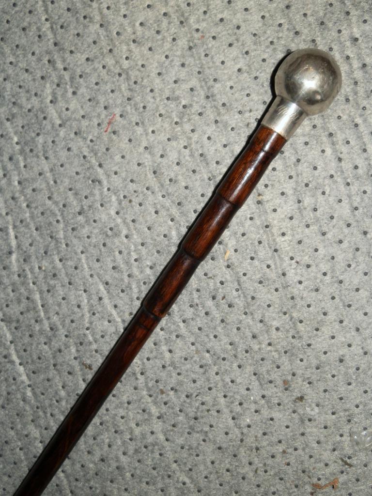 Vintage Silver Ball Handle Victorian Wood Cane