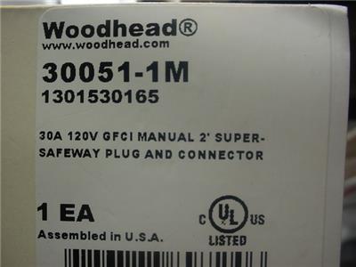 NEW Woodhead Molex SAFE-T-CHEK WATERTITE GFCI 120V 30A PLUG /& Connector 30051-M1