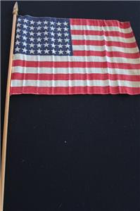VINTAGE 1940'S-1950'S 48 STAR COTTON U.S. FLAGS 1912-1959 ON POLE