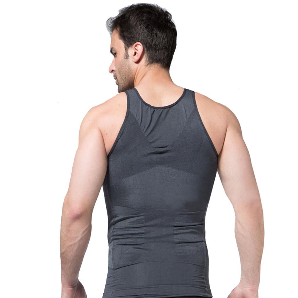 Mens Slimming Body Shaper Vest Slim Chest Belly Shirt: 80%Nylon+20% ...