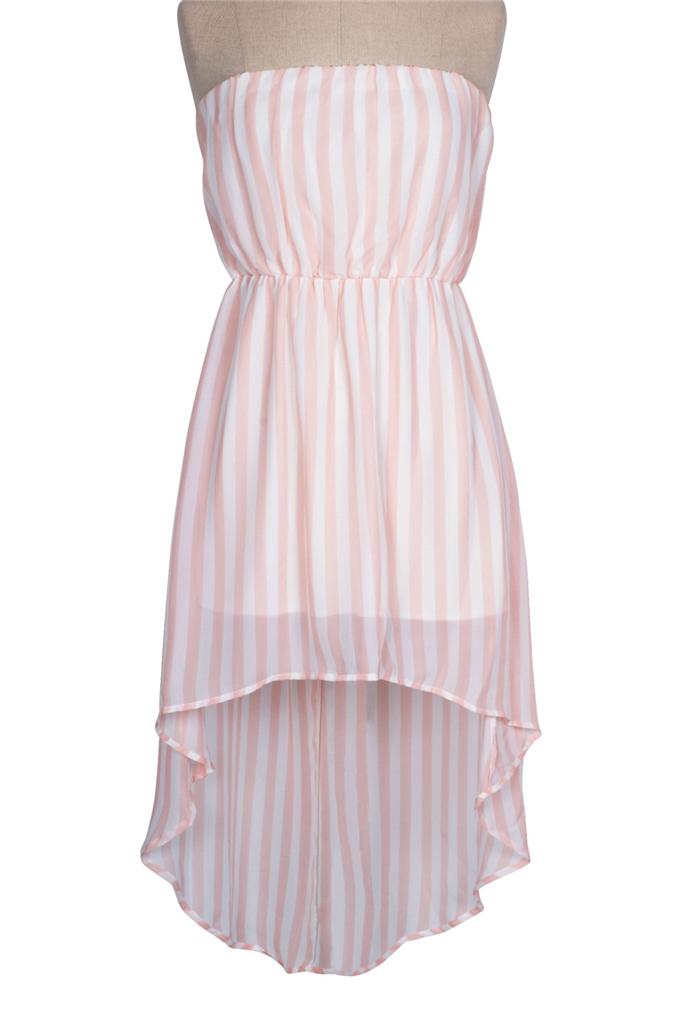 Shop Trendy Women Colors Striped Strapless Tube Dress Tunic Chiffon ...