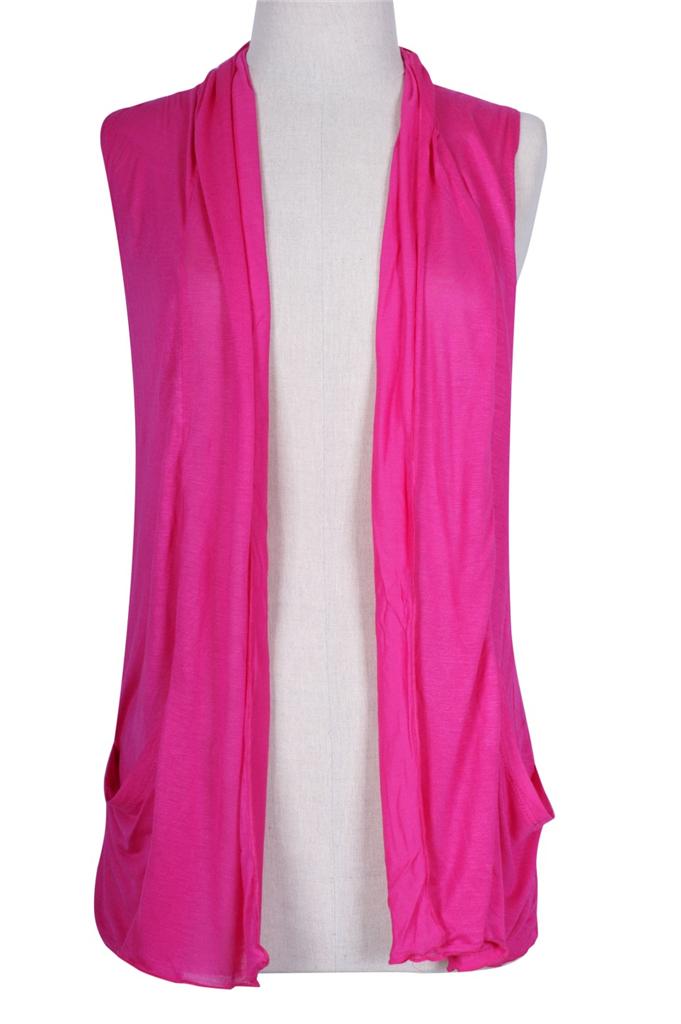 Shop Trendy Solid Colors Plain Summer Shawl Collar Sleeveless Open ...