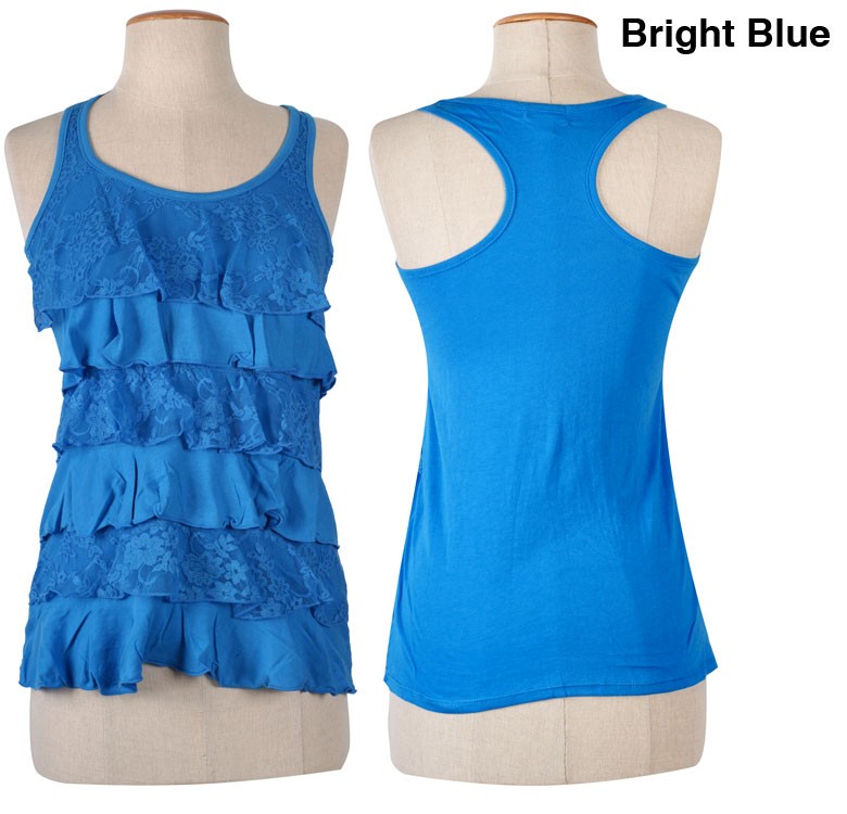 Shop Trendy Lace & Solid Sleeveless Ruffle Tiered Cami Tank Top ...