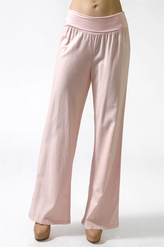 Career Comfy Banded Waist Fold Over Linen Solid Pallazzo Pants at ...