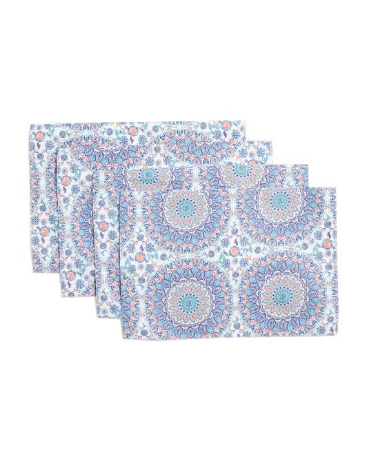 SIGRID OLSEN TAPESTRY PAISLEY MEDALLION OUTDOOR TABLECLOTH 60x84 PLACEMATS BLUE - Picture 4 of 4