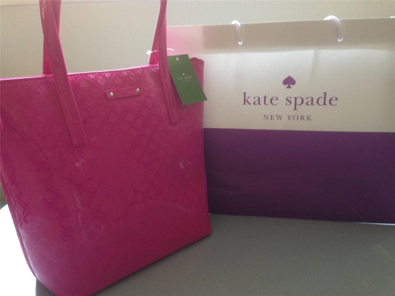 Kate Spade Jeralyn Black Pink Faux Patent Leather Handbag Tote Kate Spade Jeralyn Black Pink Faux Patent Leather