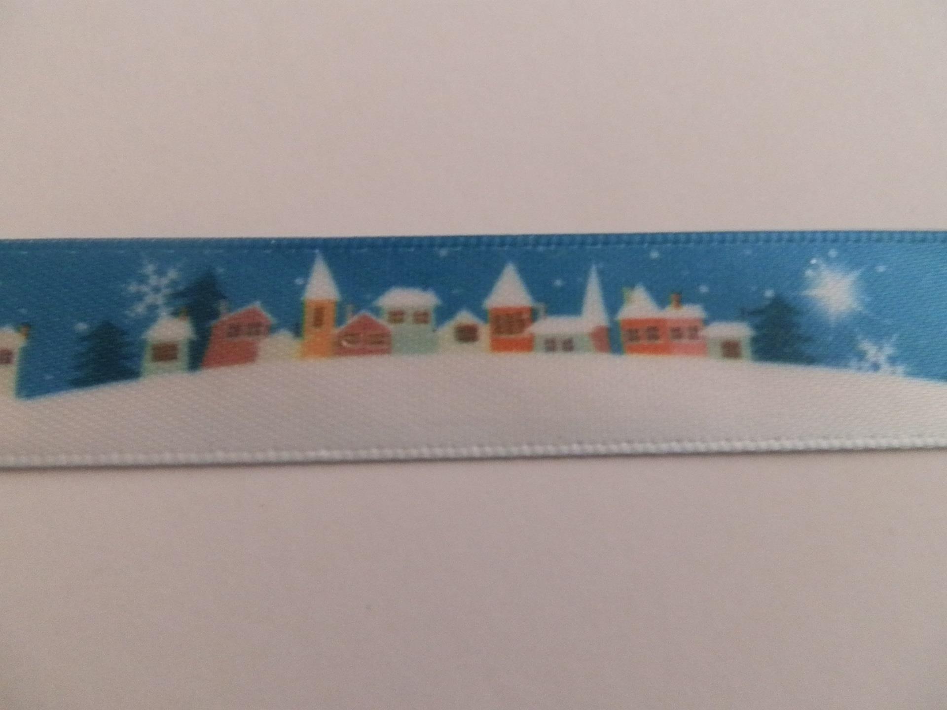 Berties Bows Pretty Snowy Village Satin Christmas Ribbon-1 Metre - Picture 2 of 2