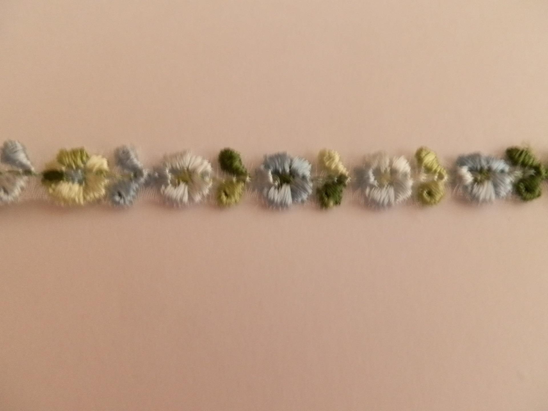 Sehr hübsche Blumen Guipure Spitze. Blau & Grün und Blau & Rosa - 1 Meter - Bild 1 von 2