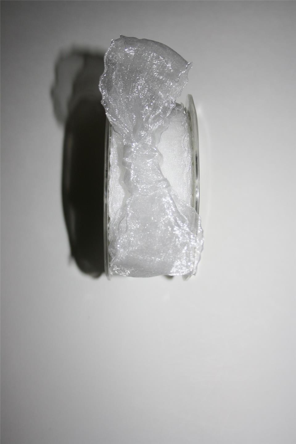 May Arts Beautiful Sheer Wrinkled Edge Ribbon-1 Metre - Picture 1 of 5