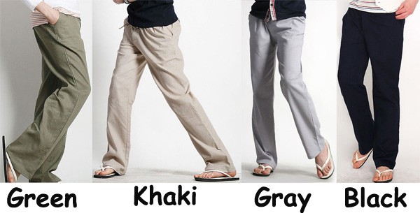 Mens Designed Loose Fit Comfort Straight Linen Pants Stylish Drawstring ...