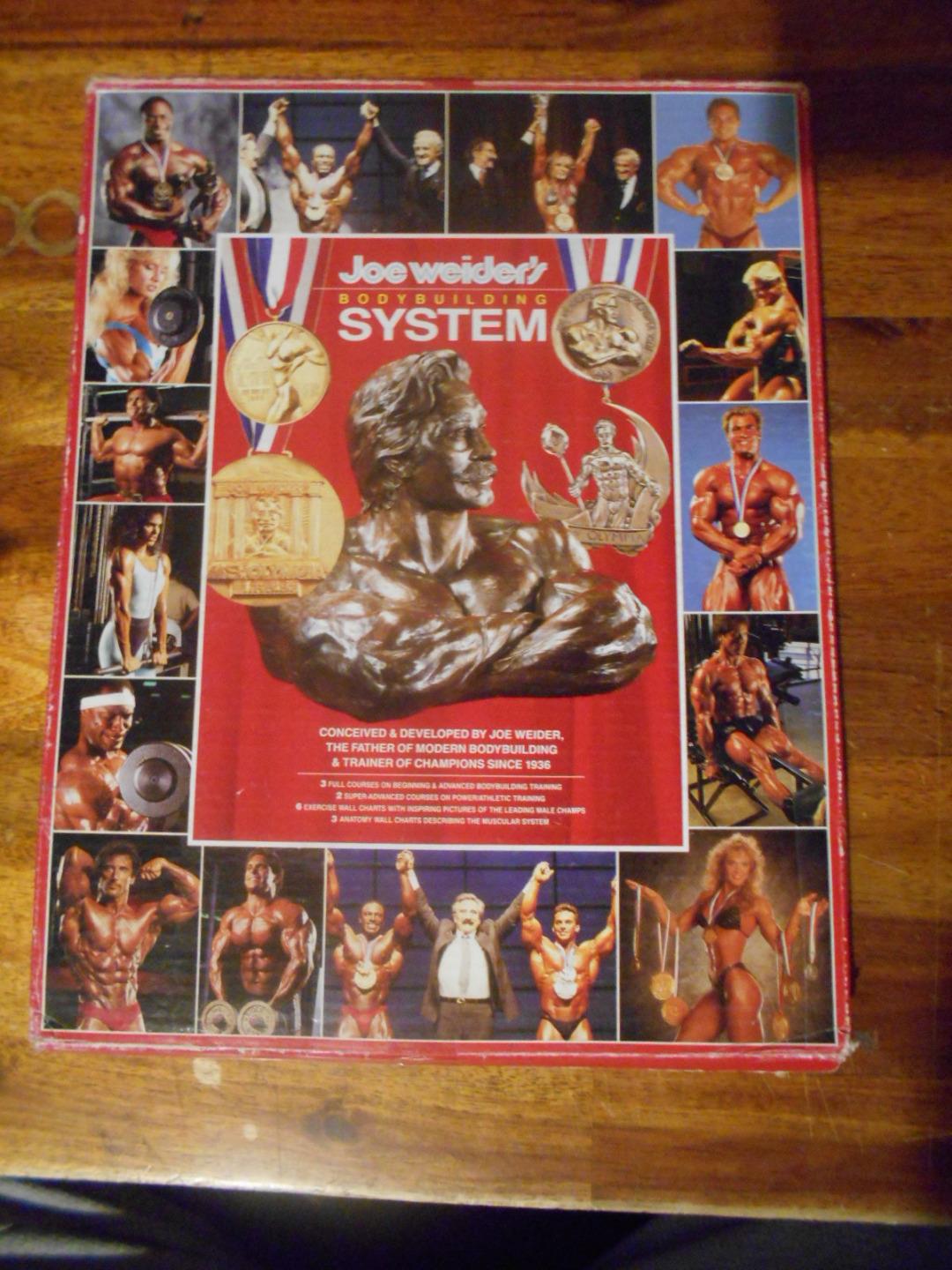 ORIGINAL Joe Weider BODYBUILDING SYSTEM muscle book with 9 Wall Charts