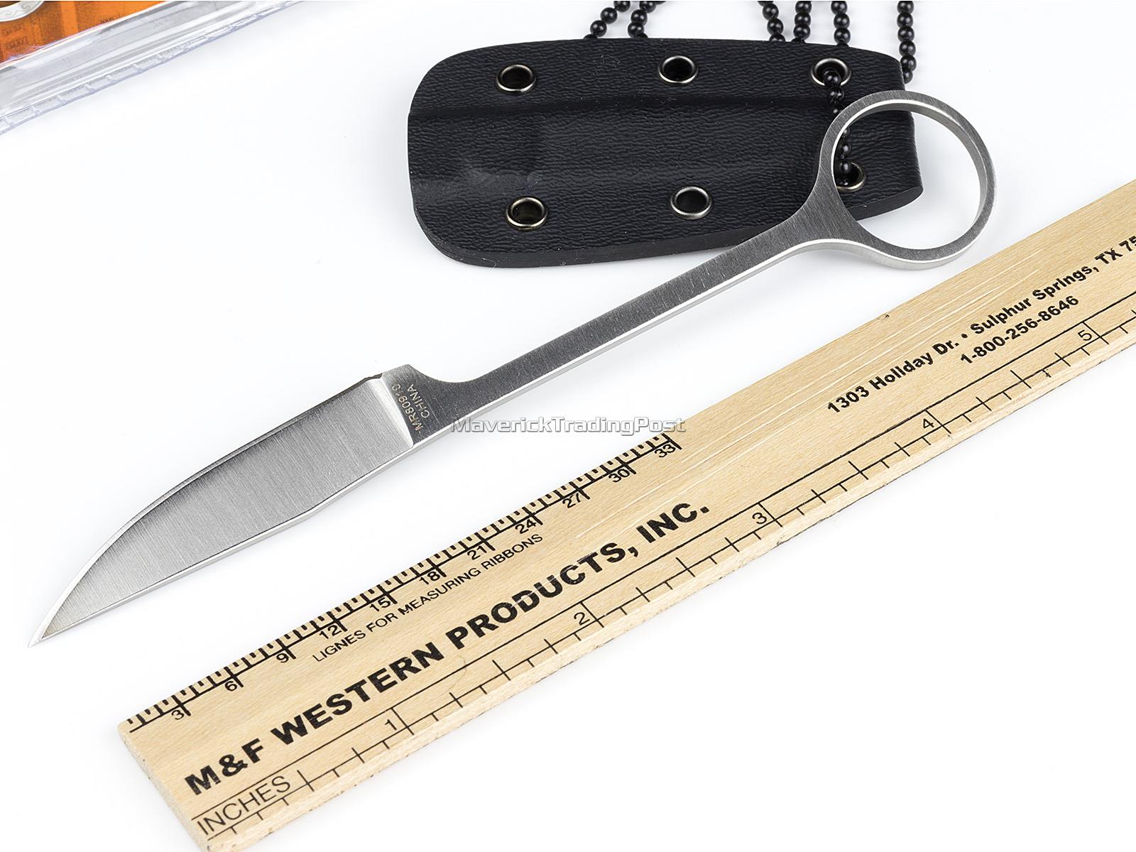 Marbles Small Bird and Trout Fixed Blade Knife Finger Ring Neck Sheath