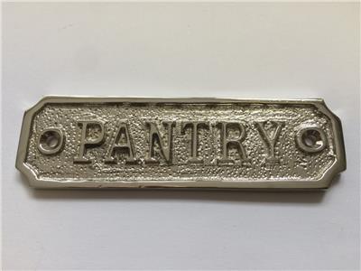 Pantry Door Sign Plaque With Screws Solid Polished Brass Antique