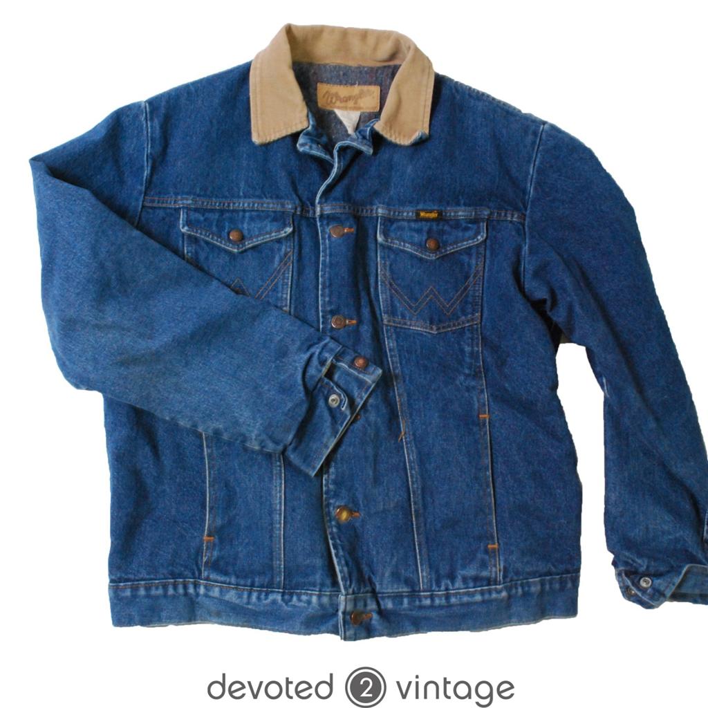 Vintage Winter Wrangler blanket lined denim trucker jacket - Large L | eBay