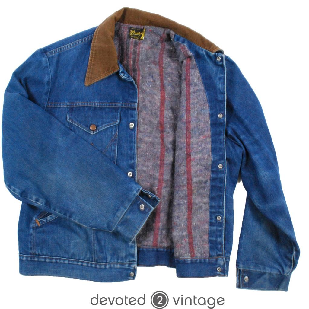 Vintage blanket lined Wrangler denim trucker jacket - Large L | eBay