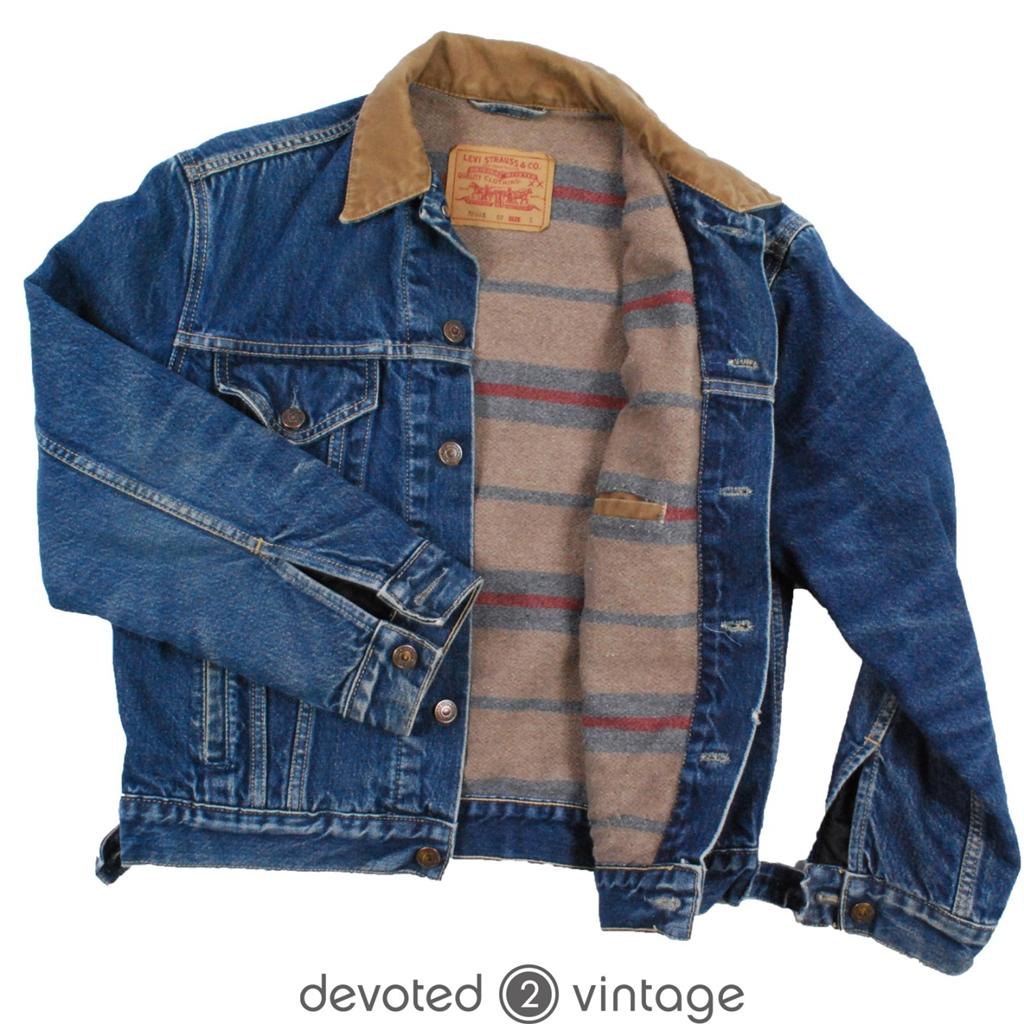 Vintage blanket lined slim Levis 70603 denim jean jacket - Small S | eBay