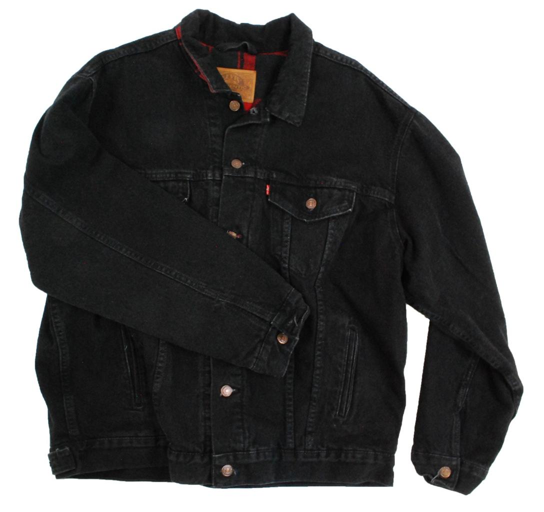 Vintage blanket lined black Levis denim jean trucker jacket - XLarge XL ...