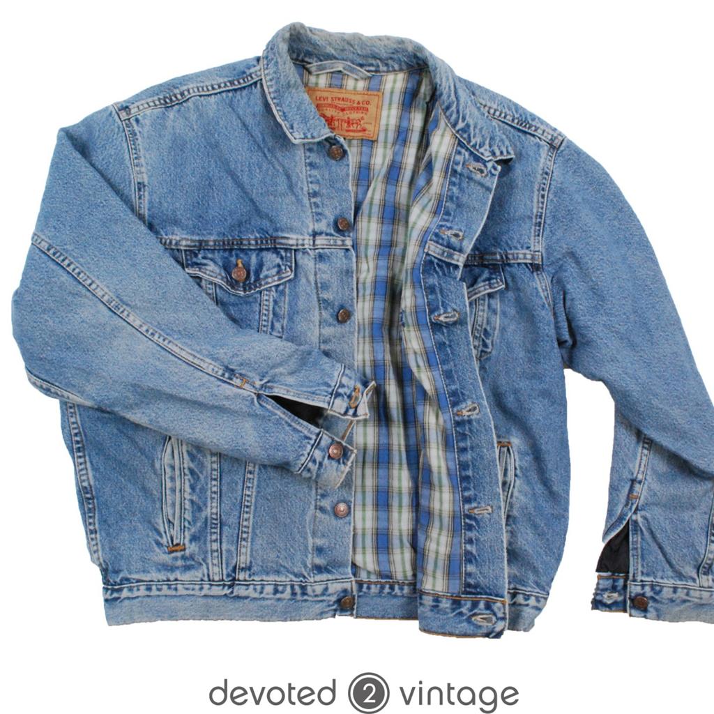 Vintage slouchy blanket lined Levis denim jean jacket - Large L | eBay