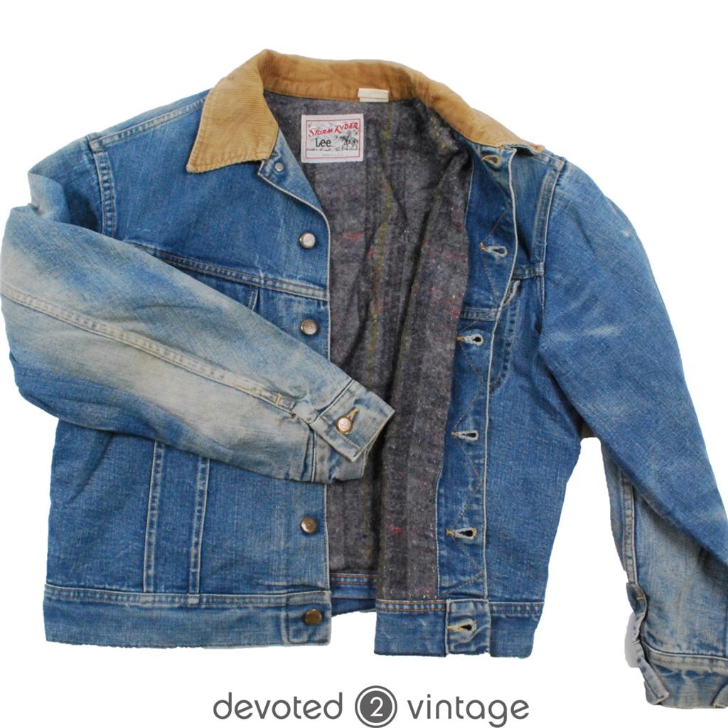 Vintage Winter blanket lined Lee Storm Rider denim jean jacket - Large L