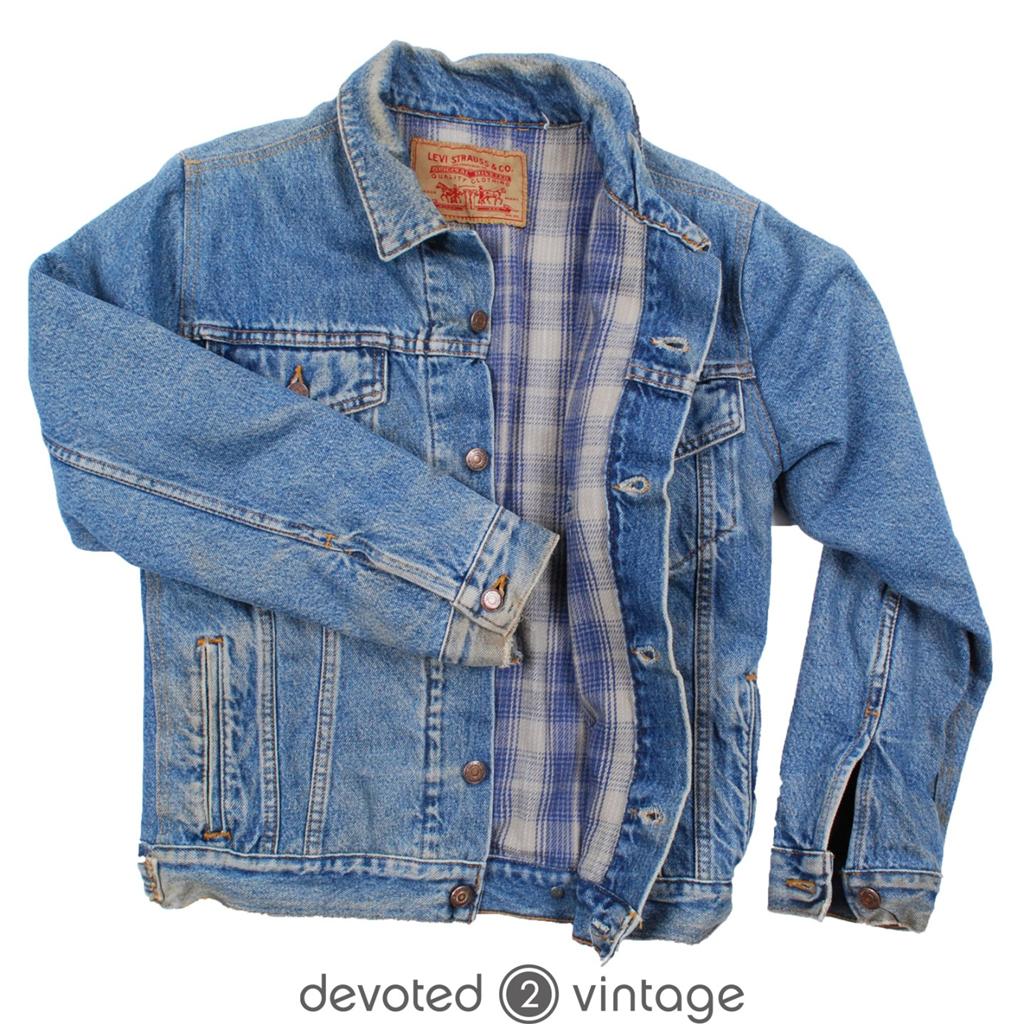 Vintage Winter slim blanket lined Levis denim trucker jean jacket ...