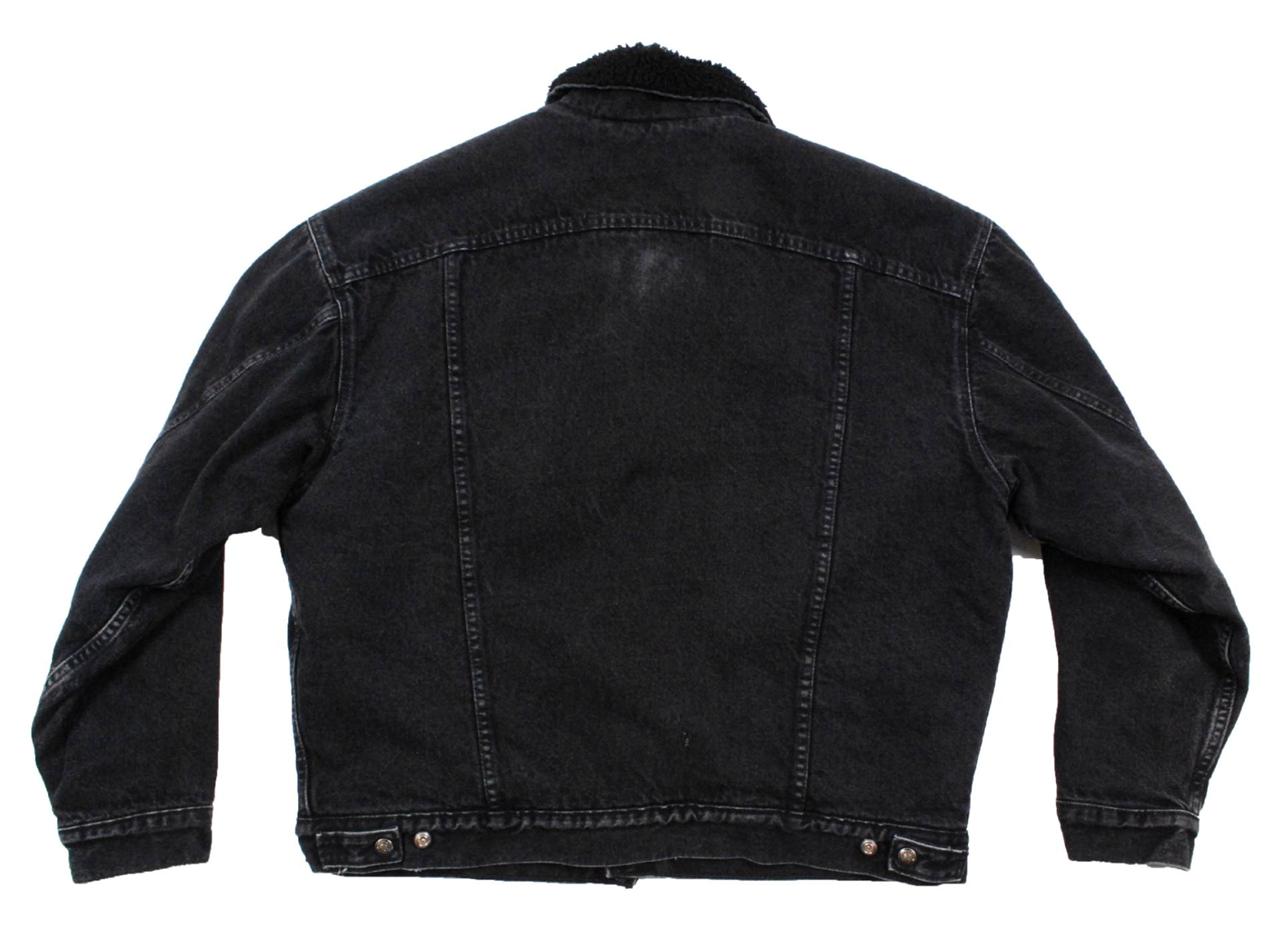 Vintage Black Winter Fur lined Levi Denim Sherpa Shearling jacket - XL ...