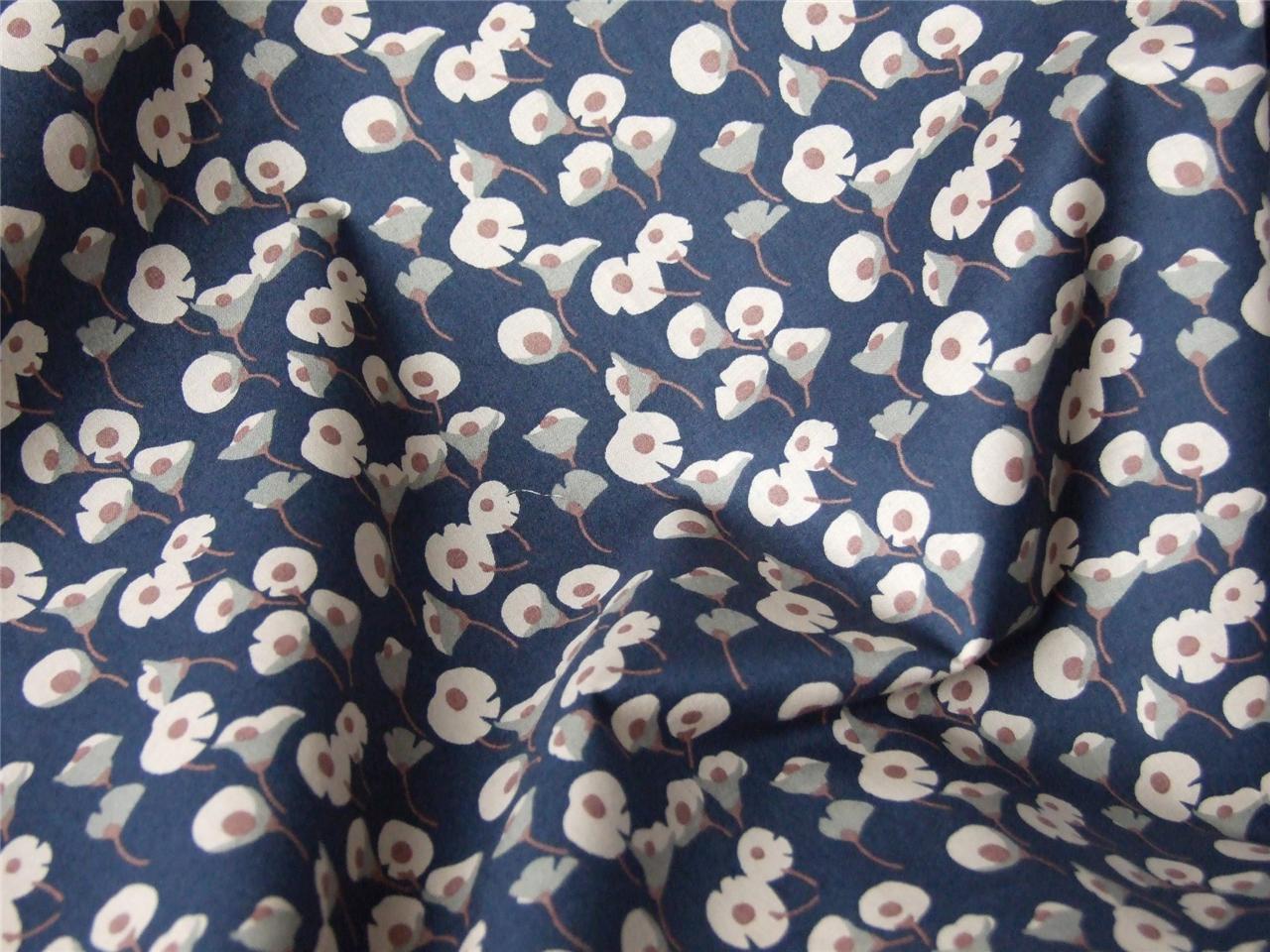 Navy Blue Classy Floral 100% COTTON LAWN fine quality FABRIC for dress making