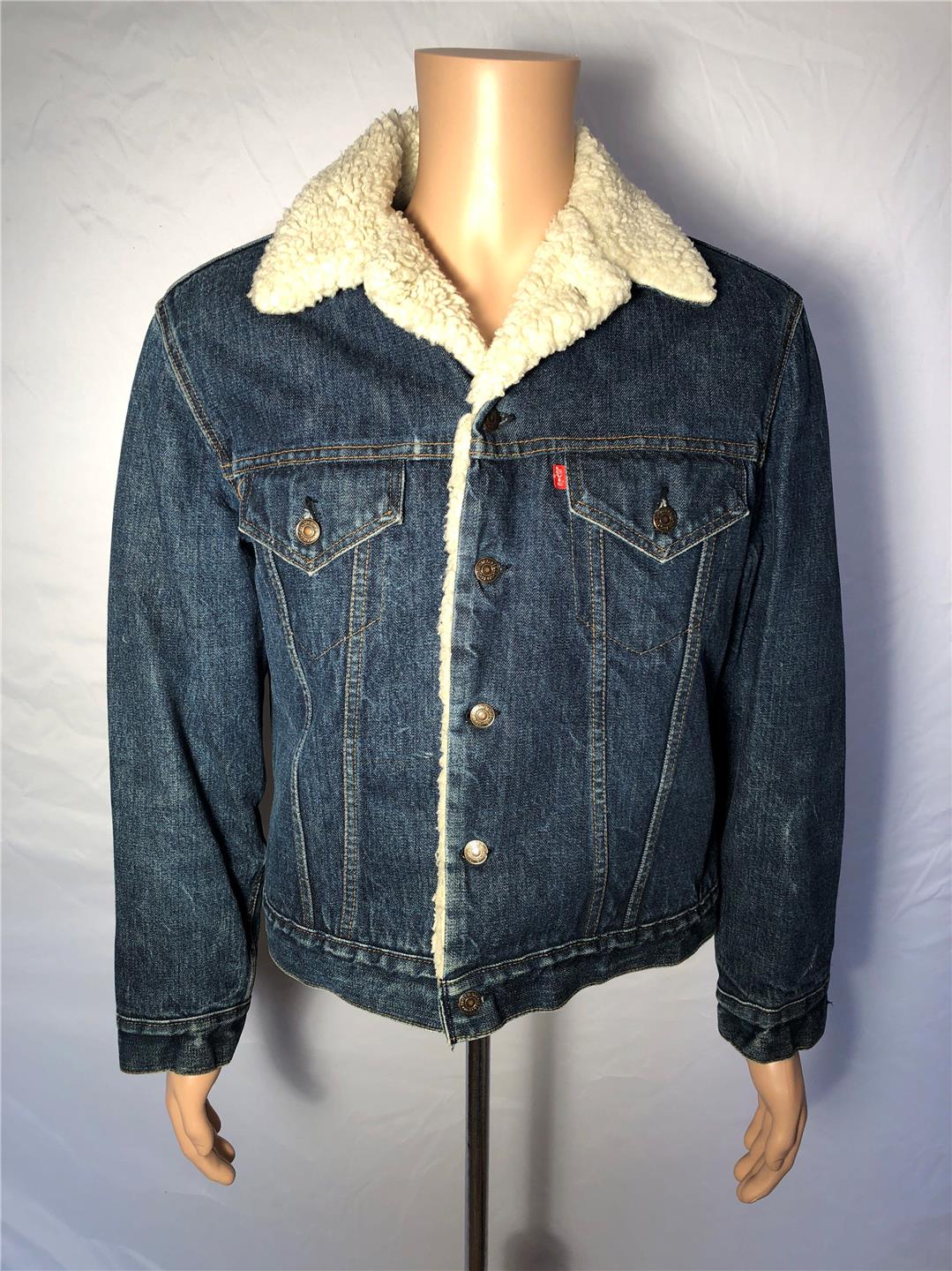 Vintage LEVIS sherpa lined jean jacket blue mint 70s Mens Coat M | eBay