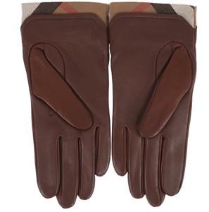 burberry check trim leather gloves