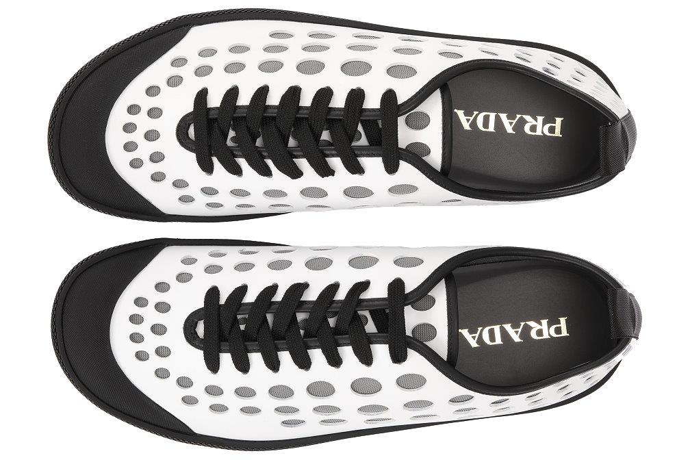 prada black and white shoes