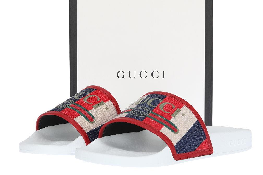 NEW GUCCI MEN'S WEB LOGO WHITE RUBBER SLIDES SANDALS FLIP FLOPS SHOES 7G/US 7.5 | eBay
