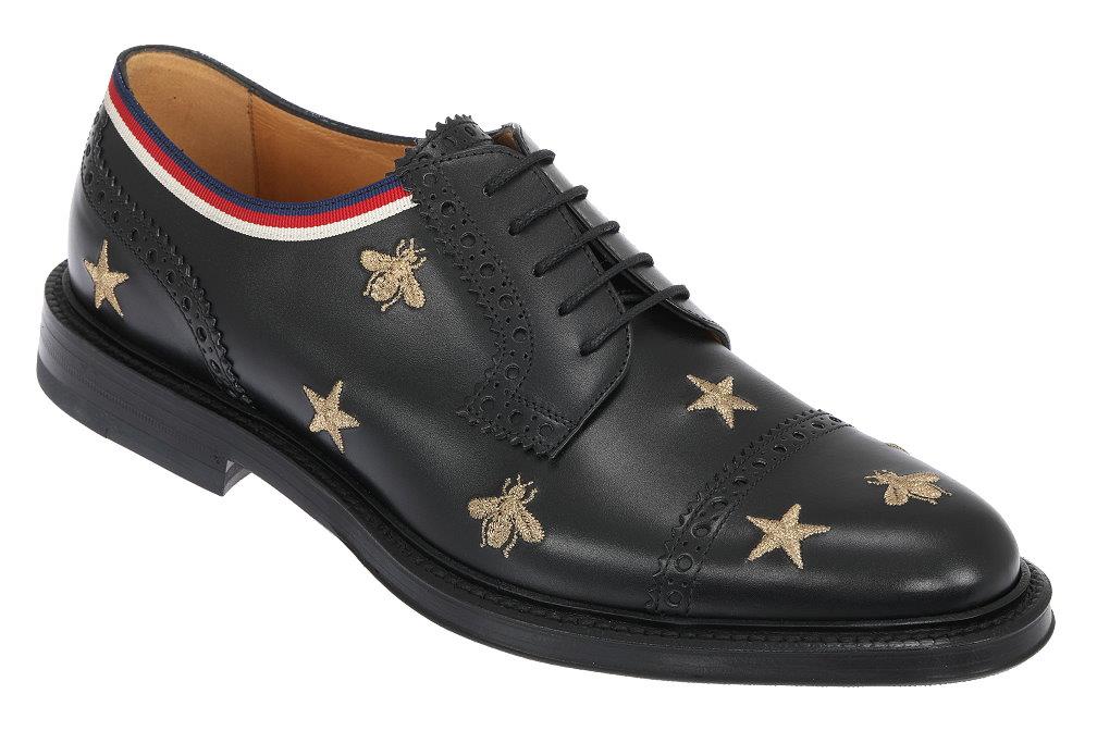 NEW GUCCI BLACK LEATHER STARS BEES 