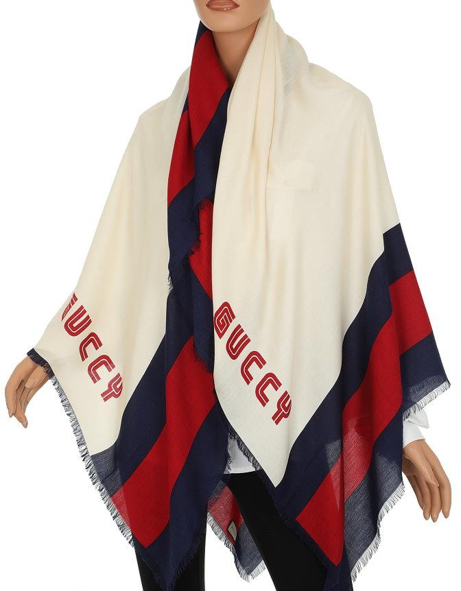 gucci blue silk scarf