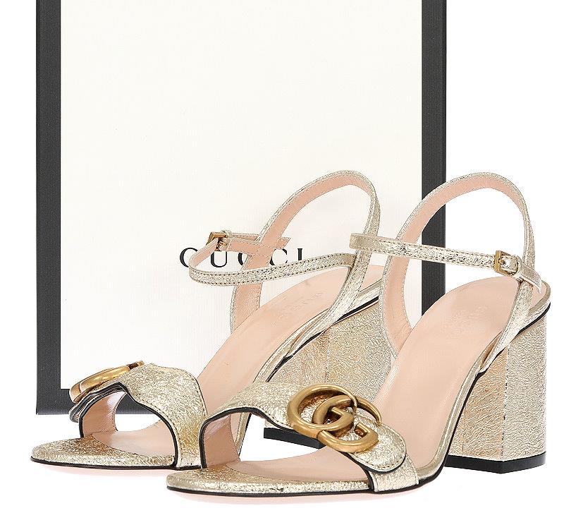 gucci metallic laminate leather sandal