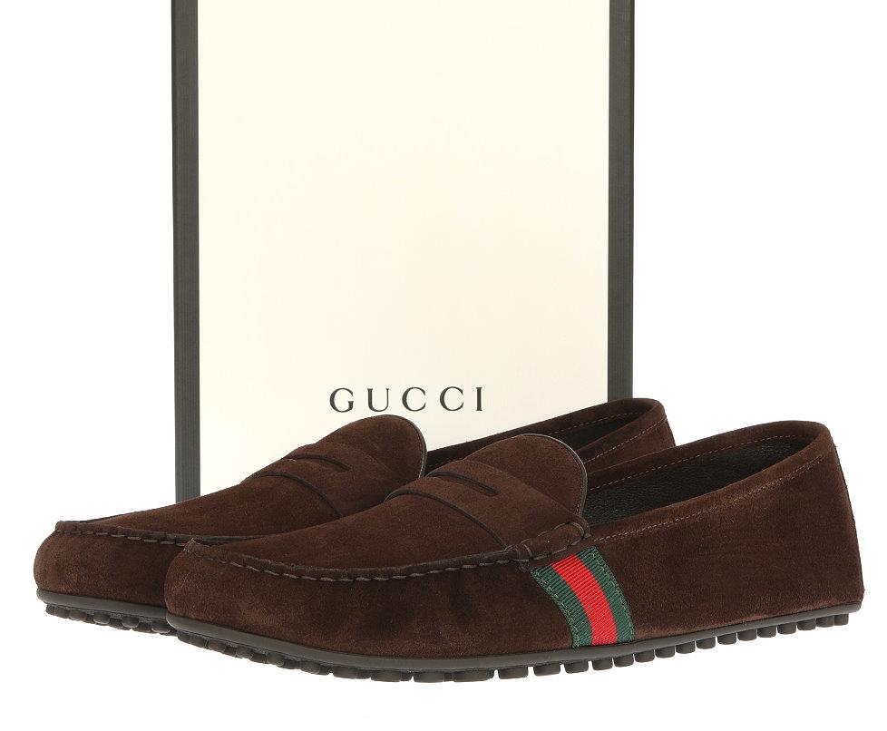gucci suede driver with web