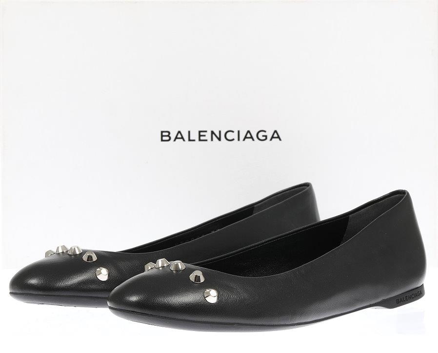 NEW BALENCIAGA BLACK LEATHER BALLET FLAT SHOES 37/US 7 | eBay