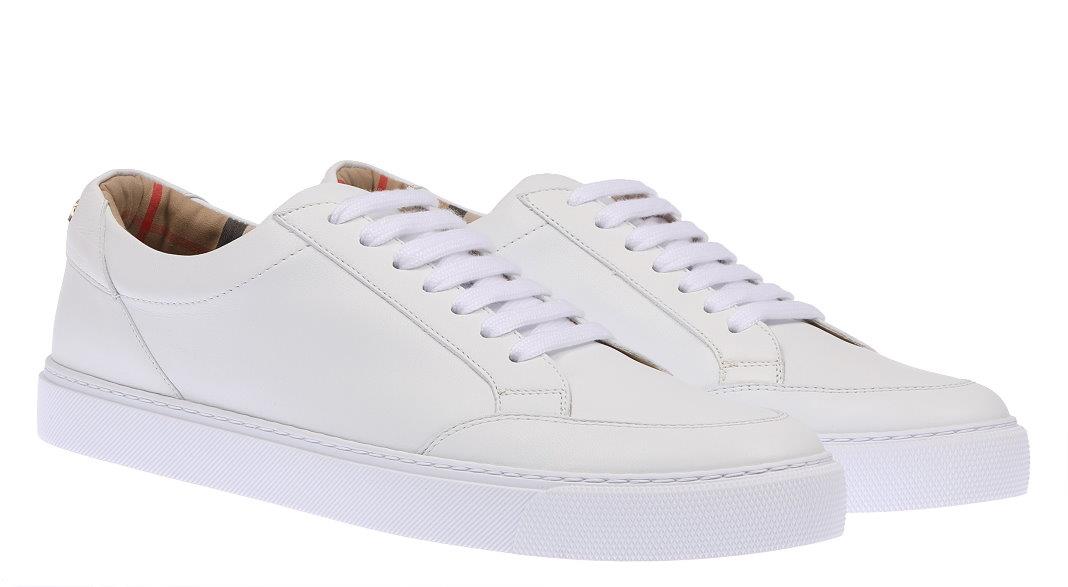 2024年冬【法人向けお歳暮】 NEW 40/US SHOES TRAINERS LACE-UP LOGO LEATHER WHITE BURBERRY 靴