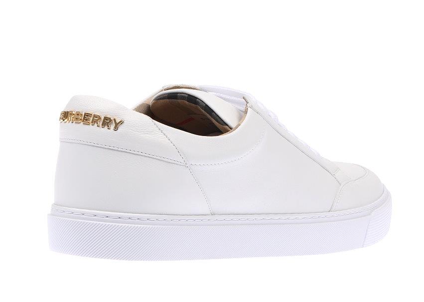 NEW BURBERRY WHITE LEATHER LOGO LACE-UP TRAINERS SHOES 40/US