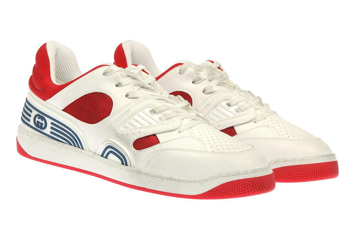 Gucci Men\'s Basket Leather Low-Top Sneakers Brand New w/ Gucci Box and Dust Bags Gucci - Basket low-top sneakers Gucci main image 4
