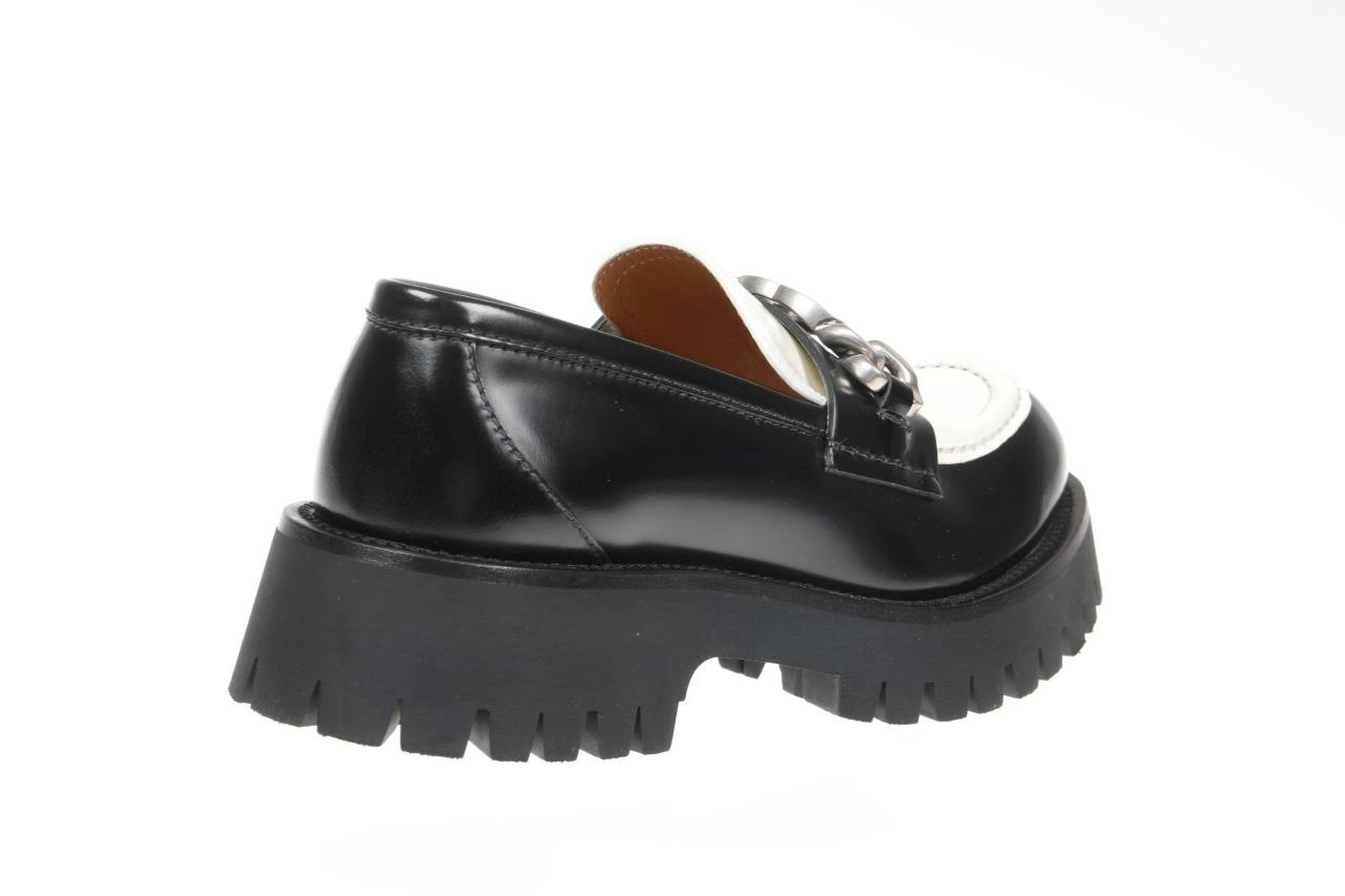 NEW GUCCI LADIES BLACK WHITE LEATHER GG CHAIN LUG SOLE