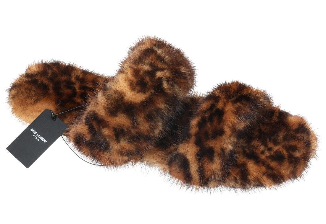 サンダル Saint Laurent FW22 SHEARLING SANDAL (711242 AAAUC2634) NIB $1250 YSL Saint Laurent Paris Bleach Mink Fur Flat