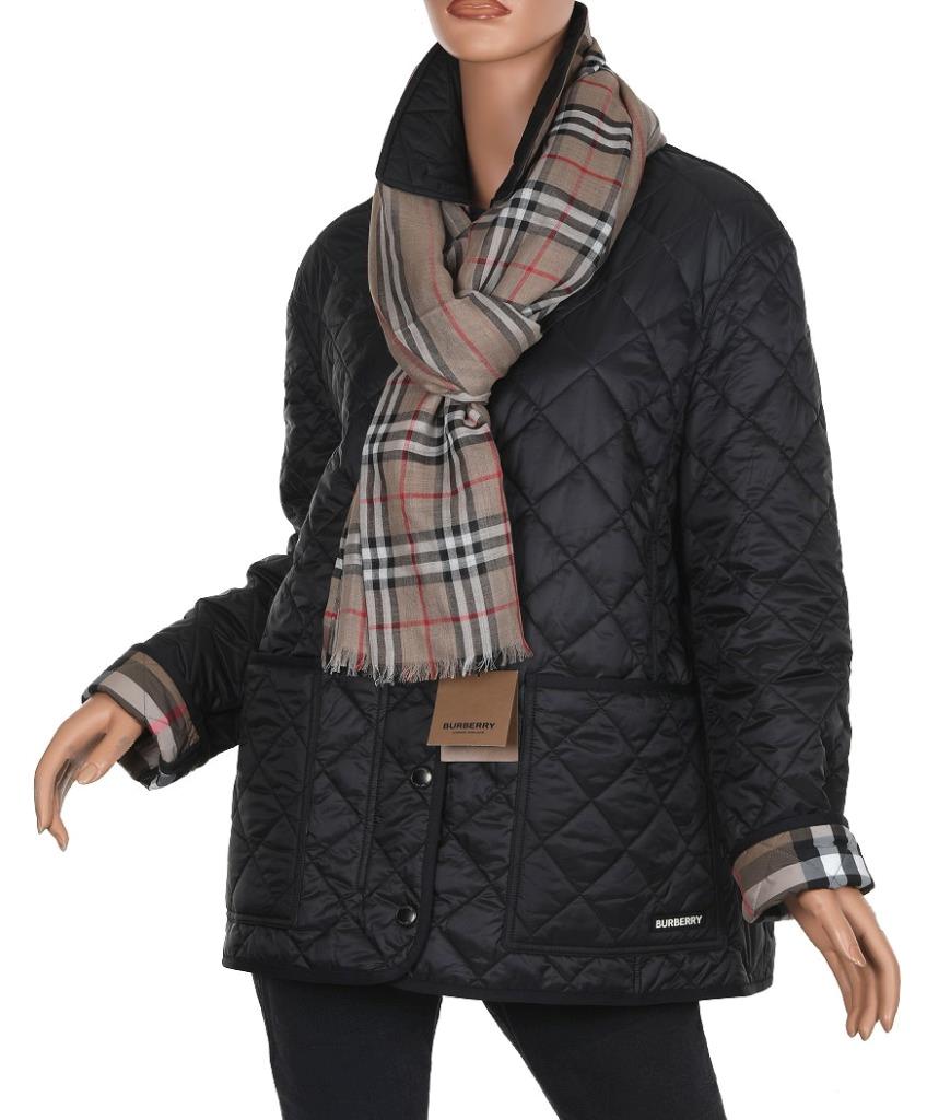 NEW BURBERRY LADIES BLACK DIAMOND QUILTED LOGO ZIPPED JACKET
