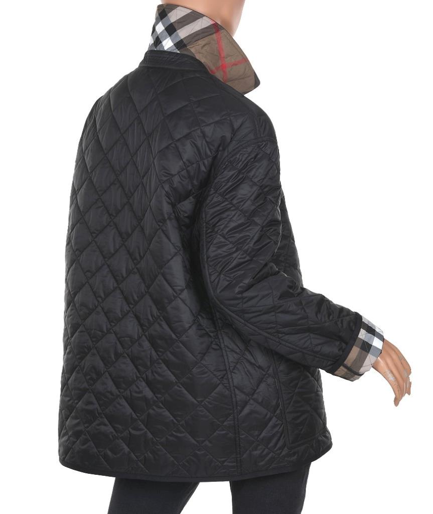 NEW BURBERRY LADIES BLACK DIAMOND QUILTED LOGO ZIPPED JACKET