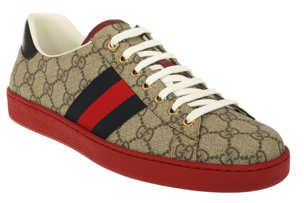 NEW GUCCI ACE GG SUPREME LOW TOP SNEAKERS LOGO LACE-UP CASUAL SHOES 8.5 ...