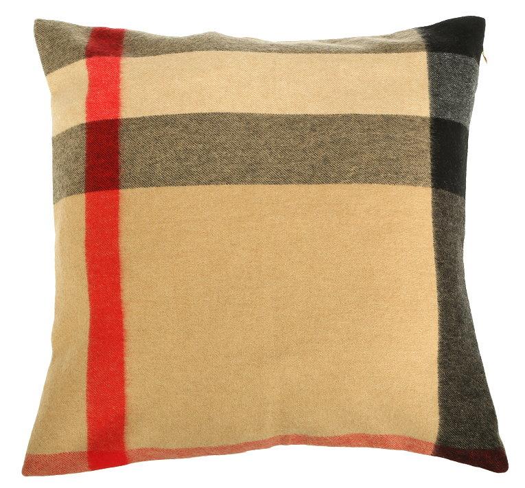 New Burberry Camel Mega Check 100 Cashmere Cushion Pillow Cover