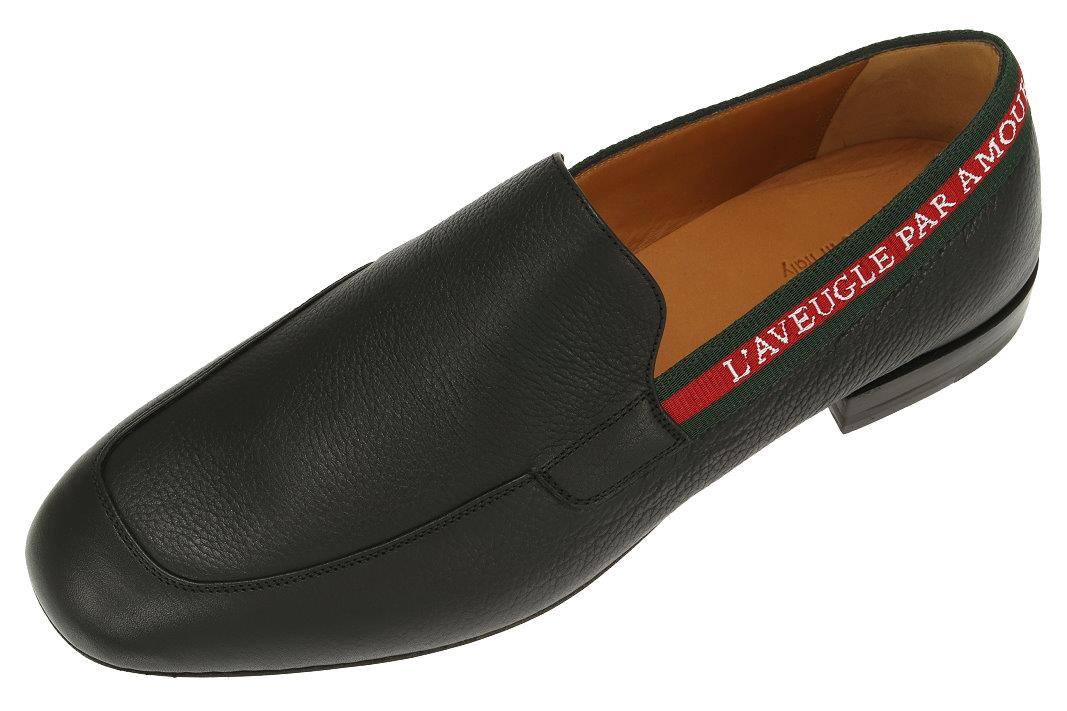 NEW GUCCI L'AVEUGLE PAR AMOUR BLACK LEATHER WEB LOAFERS SHOES 7/US
