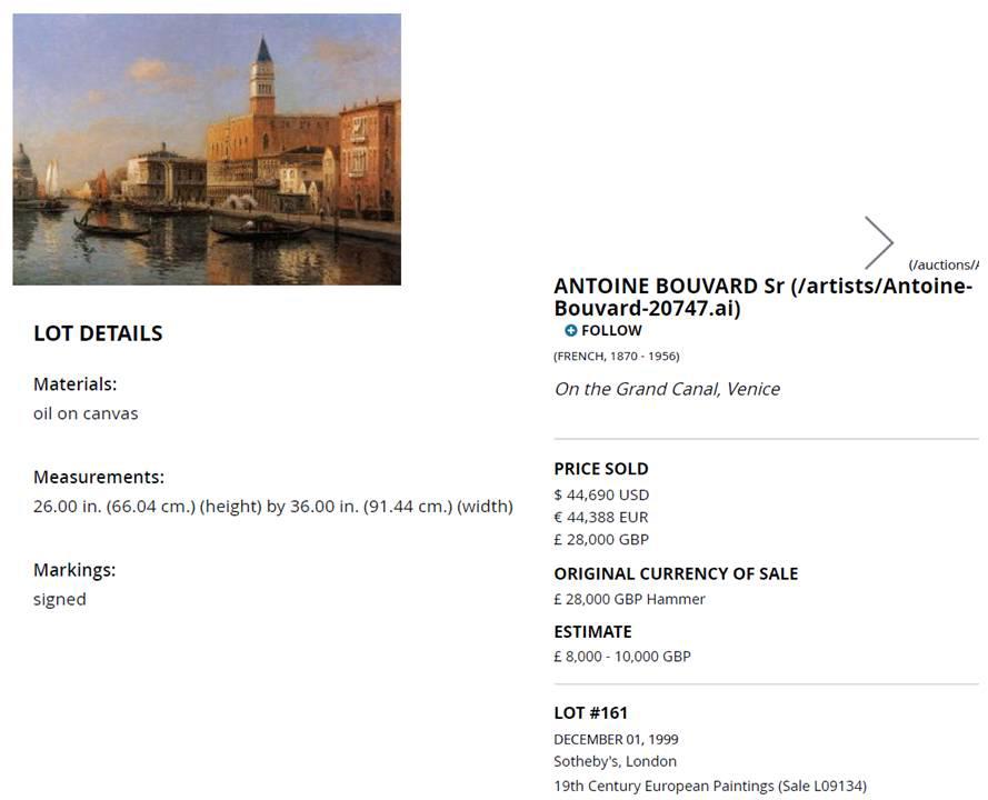 Antoine Bouvard Snr. Fine Impressionist Antique Oil Painting Venice City Signed - Picture 8 of 10