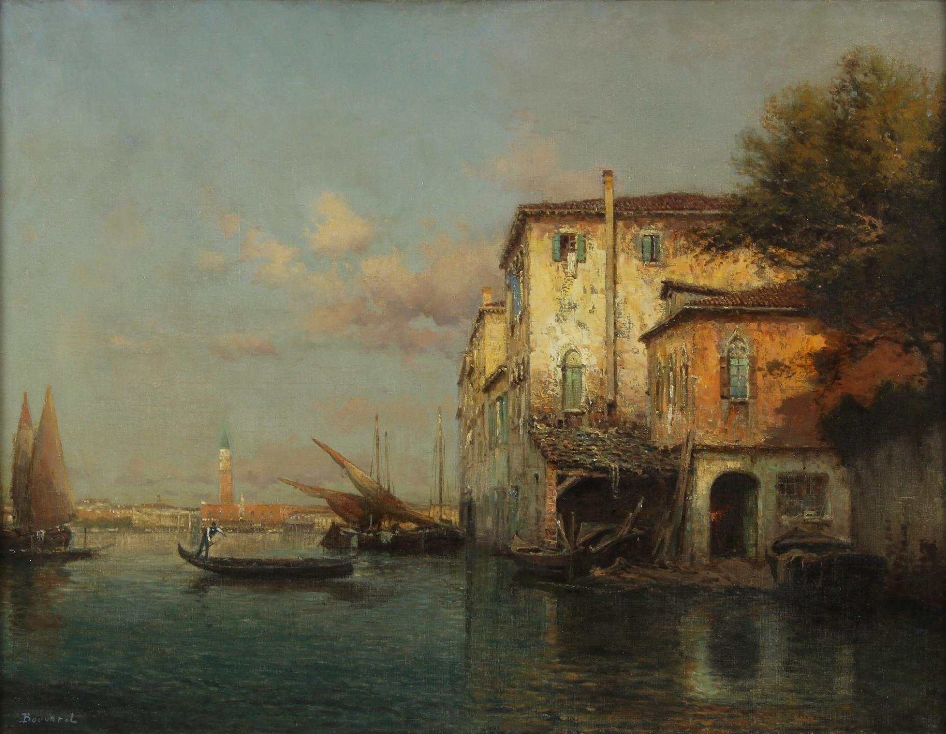 Antoine Bouvard Snr. Fine Impressionist Antique Oil Painting Venice City Signed - Picture 2 of 10